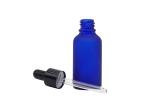 Cosmetic Glass Dropper Essential Oil Bottle Frosted Blue 100ml With Plastic