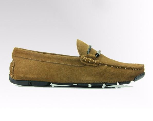 Handmade Bandage Mens Brown Suede Walking Shoes Non - Slip Genuine Leather
