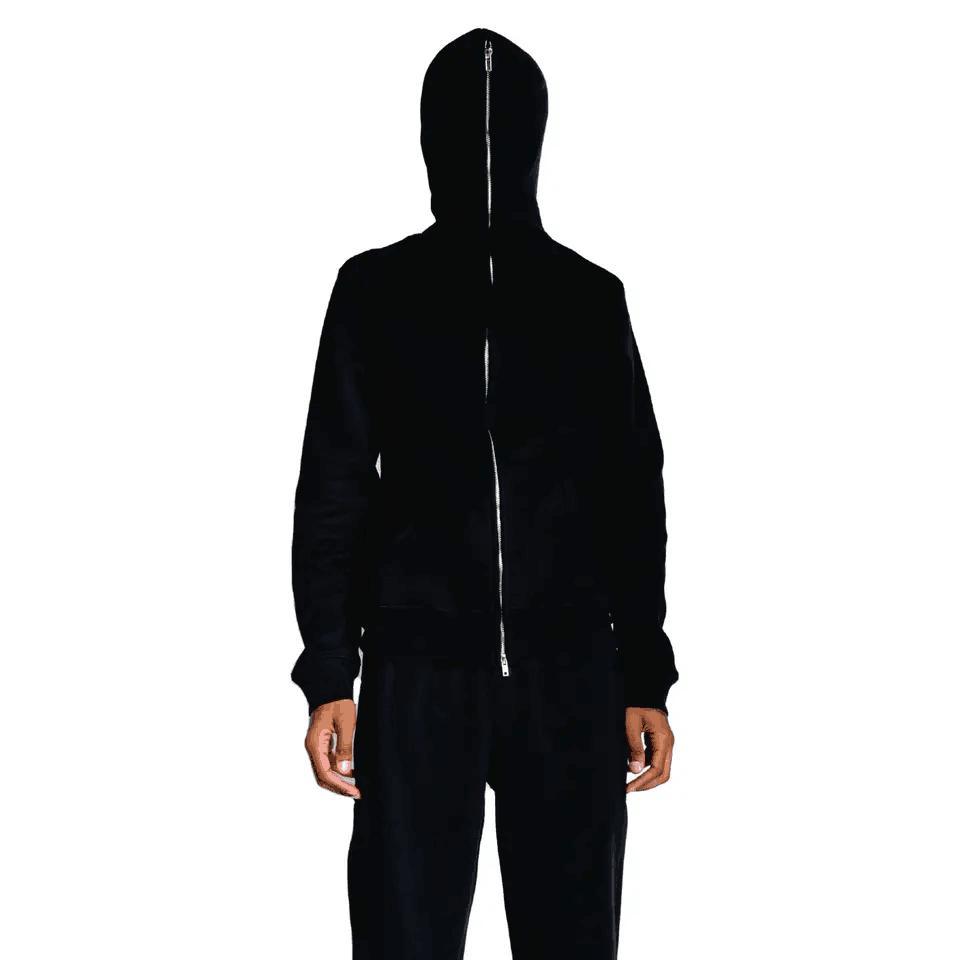 Mens Hoodies Custom Logo on Face Chest Embroidery Design Slim Body Heavy Weight Hoodies Men Full Zip up Hoodie
