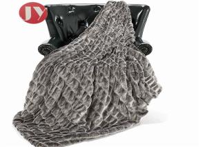 China Rectangular brown Faux Animal Fur Blanket Stretch Rabbit Fur Super Soft luxury factory