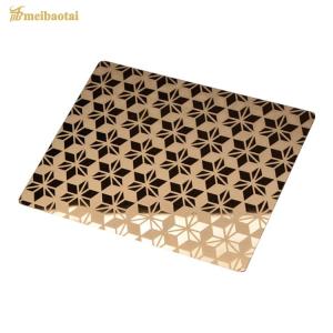 China Pvd Golden Polish Etched Stainless Steel Sheet With Novancel Film factory