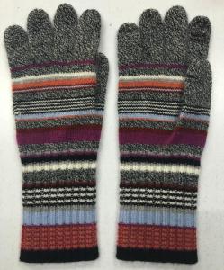 China Soft Striped Color Knitted Gloves With Fingers / 3d Thumb Bottom One Size factory