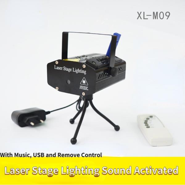 Mini Laser Stage Lighting Sound Activated with Music, USB and Remove Control RGB DJ Disco Stage Laser Light