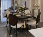 High End Red Solid Wood Table Top Stainless Steel Base Round Dining Tableish
