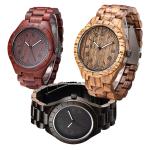 Men'S Bamboo Wooden Watch Zebra Wood Case And Dial 45 Mm Diameter