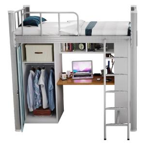 China Single / Double People Detachable Metal Frame Bed with desk Cabinet factory