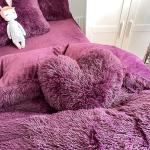 200TC Thread Count Purple Color Luxury Shaggy Warm Mink Velvet Bedding Set for