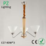 3/5/8 arms wooden pendant lamp glass shade chrome lighting CE/ROHS made in China