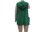 Stylish Green Ladies Tank Tops Hooded Open Front Sleeveless Cardigan Vest