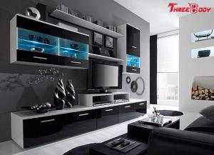 China High End Contemporary Bedroom Furniture Living Room Wall Units With LED Lights factory