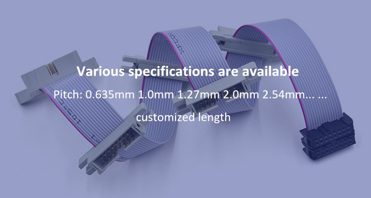 1mm 1.27mm Pitch Single Row Ribbon Cable 10 Pin 10 Core 180mm