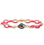 Magnetic Buckle Painting Oil PaperClip Chain Link Bracelet With Faceted Crystal