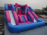 Outdoor Amusement Park Black Color Inflatable Water Slide With Pool For Kids