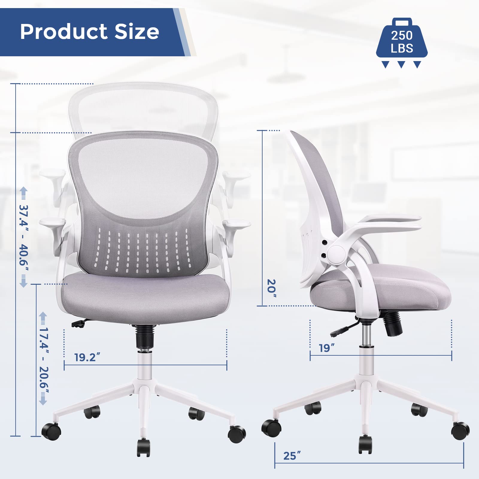 Direct Nylon Mesh Computer Chair with Soft Armrests and Upholstered Lumbar Support