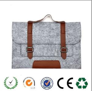 China Popular Europe fashion felt laptop sleeve with brown leather factory