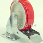 Red Swivel Industrial Caster Wheels 6 Inch Polyurethane Wheel Swivel Top Plate