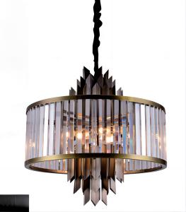 China Energy Saving Smokey Gray Round Crystal Chandelier Modern Supports Customization factory