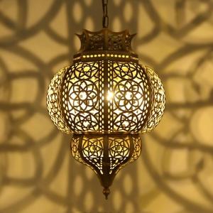 Middle Hollow Carving Gold Lantern Chandelier With Switch Control