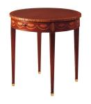 Antique Oak Wood Round Side Coffee Table For Hotel , 120 Cm Hand Carved
