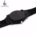 Black Wood Watch Leather Band Sandal Wood Dial Oem Japan Movement