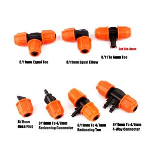 China 8 / 11 9 / 12mm Garden Hose Connectors Drip Irrigation System Pipe Connector factory