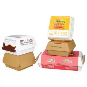 China Customized Printed Disposable Kraft Paper Box for Fast Food Burger Packaging factory