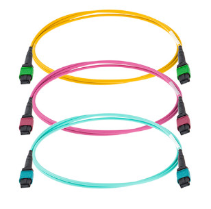 Plenum OFNP MPO Patch Cord 1m 3ft MTP-12 APC Female to MTP-12 APC Female Single Mode OS2