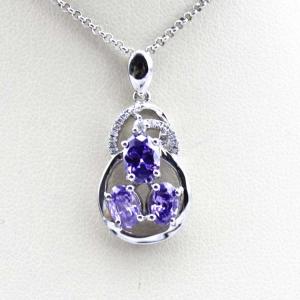 China Fashion Silver Jewelry Amethyst Cubic Zircon Three Stones Pendant (PSJ0385) factory