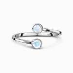 Adjustable 925 Sterling Silver Faceted Rainbow Moonstone Jewelry Round Shape