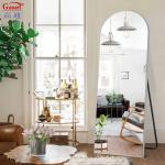 Living Room Essential Full Length Black Arch Floor Mirror with Gold Aluminum