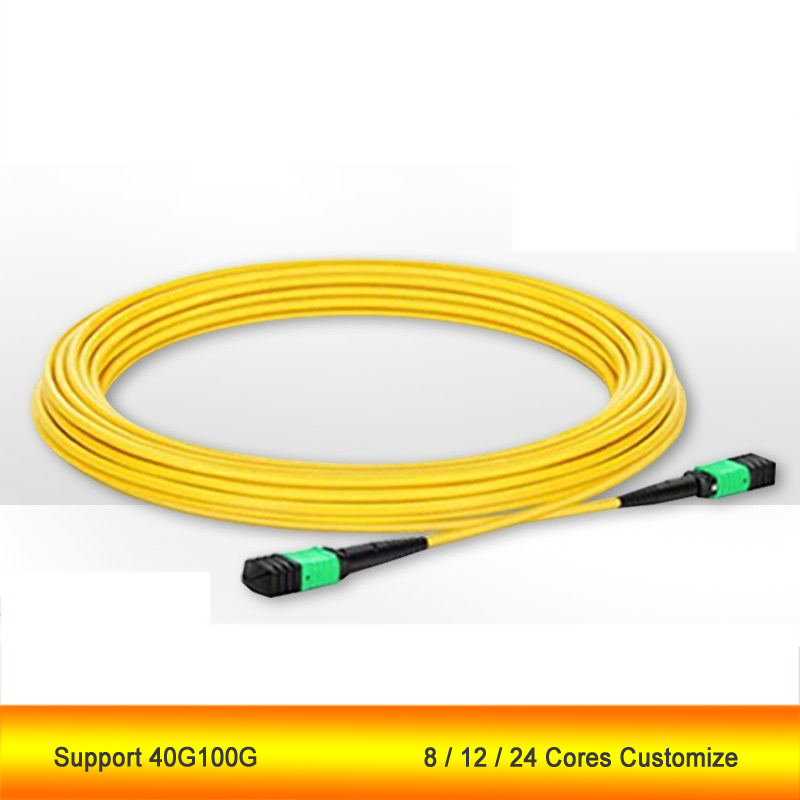 MPO APC singlemode 1 meter 10G fiber jumper 8 12 24core 40G100G 1310 1550NM support customization