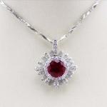 Sterling Silver 8mm Round Blue Topaz CZ Diamonds Pendant Necklace (P07)