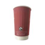 16 Oz Red Coffee Disposable Cups Compostable Aqueous Coated Double Wall