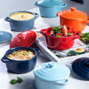 China Anti Scald Baking Ceramic Oven Bowl With Lid Double Ear Multifunctional factory