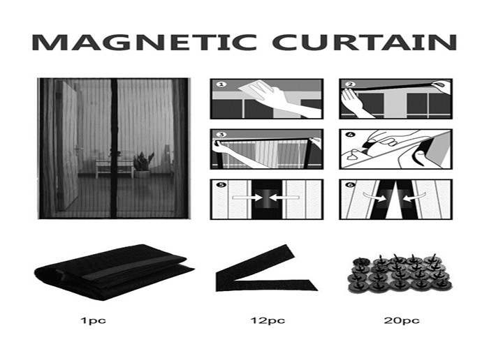 Mosquito Net For Door Curtain, Rectangle Magnetic Door Screen,Printed Easy Fit Door Curtain