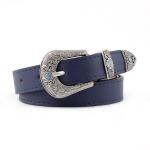 Metal Engraved Buckle Pu Leather Belts Ladies 107cm Bohemian Style Fashion