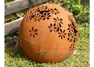China Metal Garden Landscape Corten Steel Ball Sculpture Outdoor Spheres Corrosion Stability factory