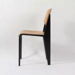 Industrial Style Black Metal Frame Dining Chairs Plywood Seat Restaurant Dining
