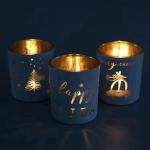 Christmas Mercury Pillar Color Glass Candle Holder 15oz 3.5 * 4 Inch