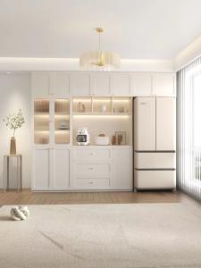 China Hotel Restaurant Luxury Sideboard Cabinets Integrated Wall Embedded Refrigerator Cabinet factory