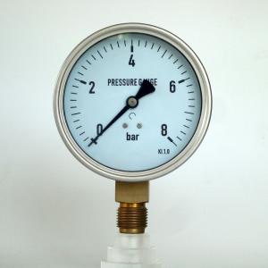 China 100mm Stainless Steel Case Pressure Gauge 8 Bar Brass Internals Manometer factory