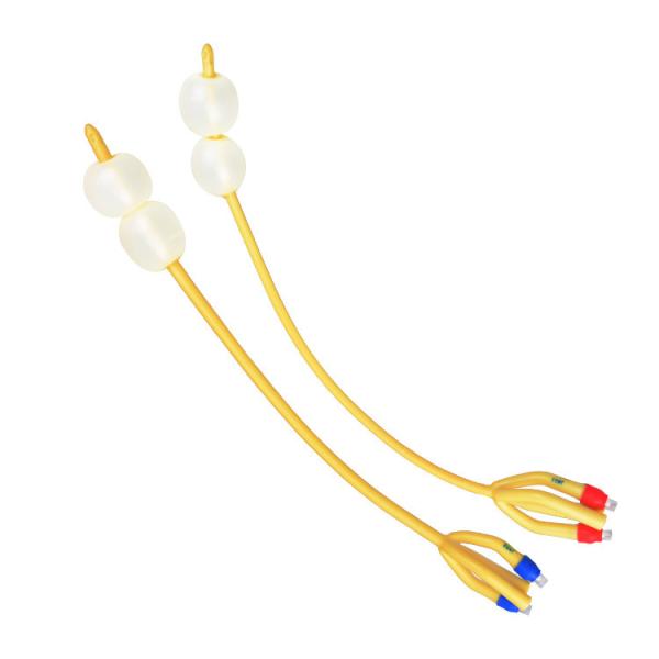Latex 18fr 30cc Foley Catheter , 4 Way Double Balloon Silicone Coated Foley