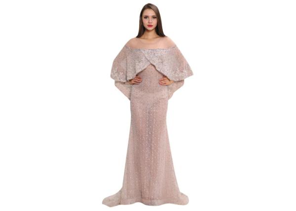 Fashion Sexy Ladies Champagne Middle Eastern Evening Dresses For Slim Girls And