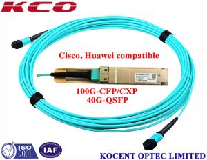 China 24 Cores QSFP MPO MTP Patch Cord Cisco Huawei OM3 40Gb Fiber Optic Cable QSFP+-40G-SR4 factory