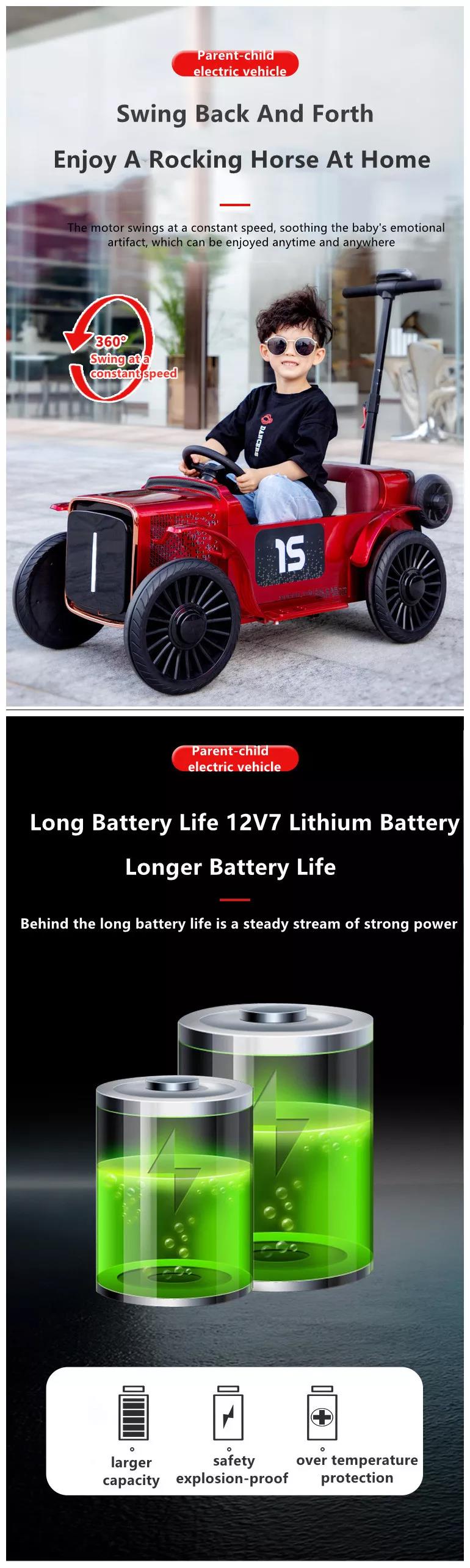 Plastic PP Material 12V Electric Toy Car with Parental Control and Trailer