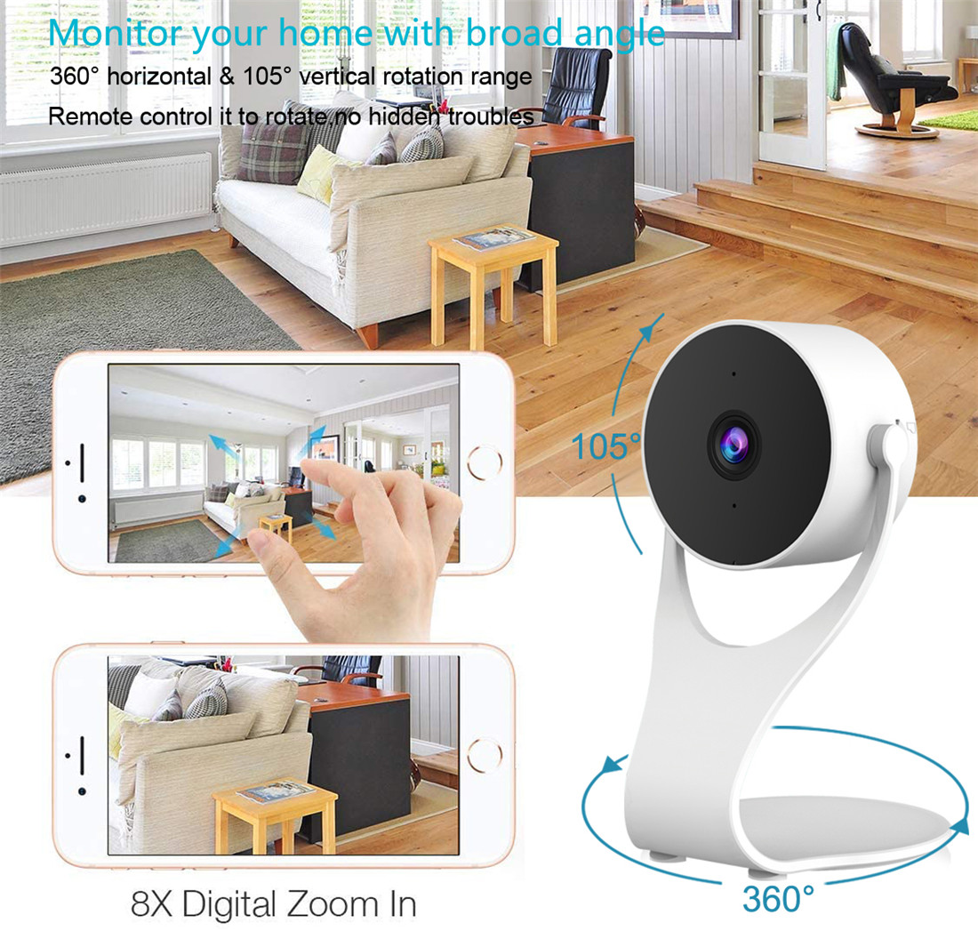 Cam 1080p HD Indoor Smart Home Camera With Night Vision, 2-Way Audio,One Pack, White(AC11)
