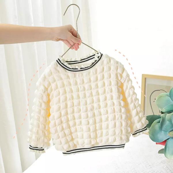 Cotton Polyester Winter Children'S Clothing Plush Blouse White Long Sleeve