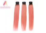 Pretty Pink Color Custom Made Human Hair Wigs / Weave Straight Pink Hair Bundles