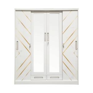 China SGS Rustproof 4 Door Steel Wardrobe Clothes Vertical Wardrobe Storage Closets factory