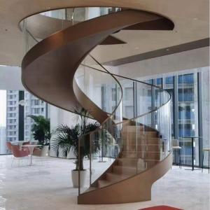 China Customized Curved Tempered Glass , Stairway Curved Steel Glass Railing factory